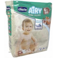 Chicco Airy Ultra Fit&Dry XL Taglia 6 Pannolini per Bimbi 15-30 kg, 14 Pezzi